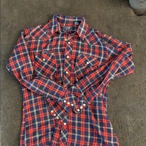Plaid red and blue button up